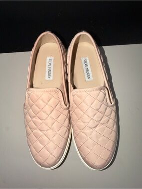 Steve Madden Quilted Slip-On Sneakers in Blush Pink